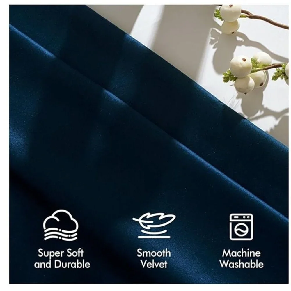 Navy Blue Velvet Curtains - Set of 2. W40 x L84 | Luxury Super Soft